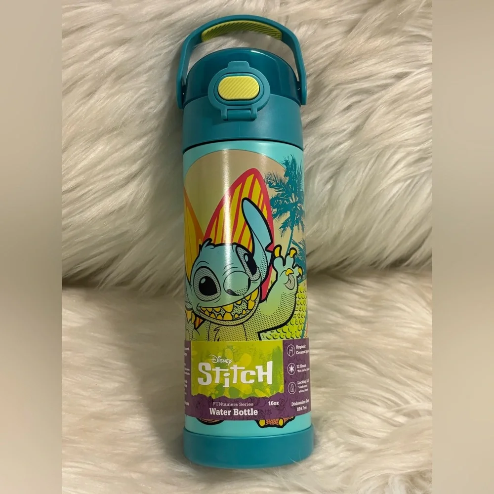 16oz FUNTAINER® WATER BOTTLE DISNEY STITCH NEW